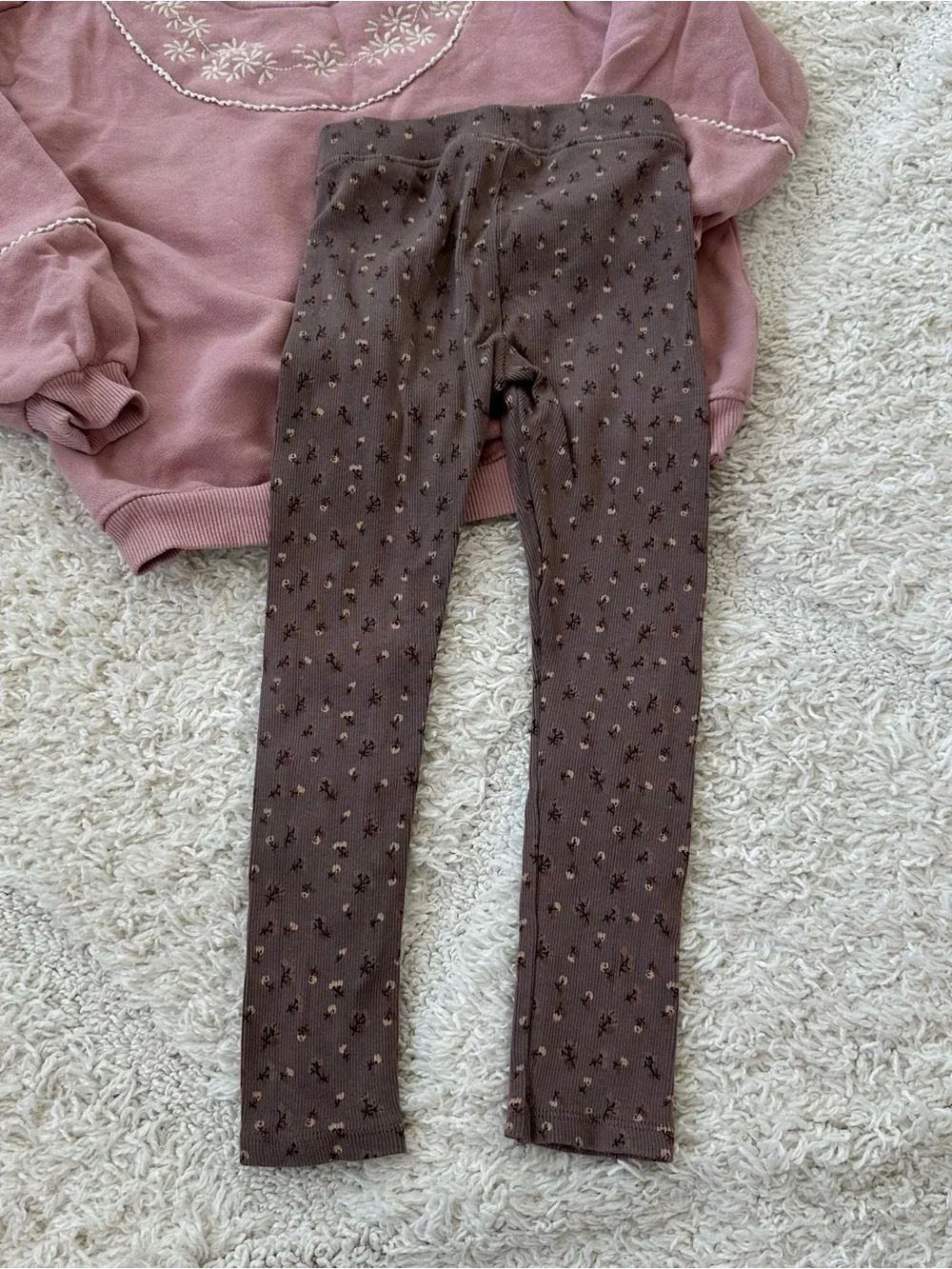 Zara Embroidered Pink & Brown Floral Set